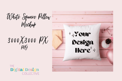 Stylish White Square Pillow Mockup Design Template - CraftNest - Digital Crafting and Art
