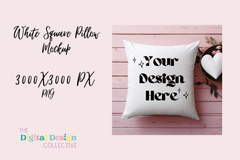 High-Quality White Square Pillow Mockup Design - CraftNest - Digital Crafting and Art