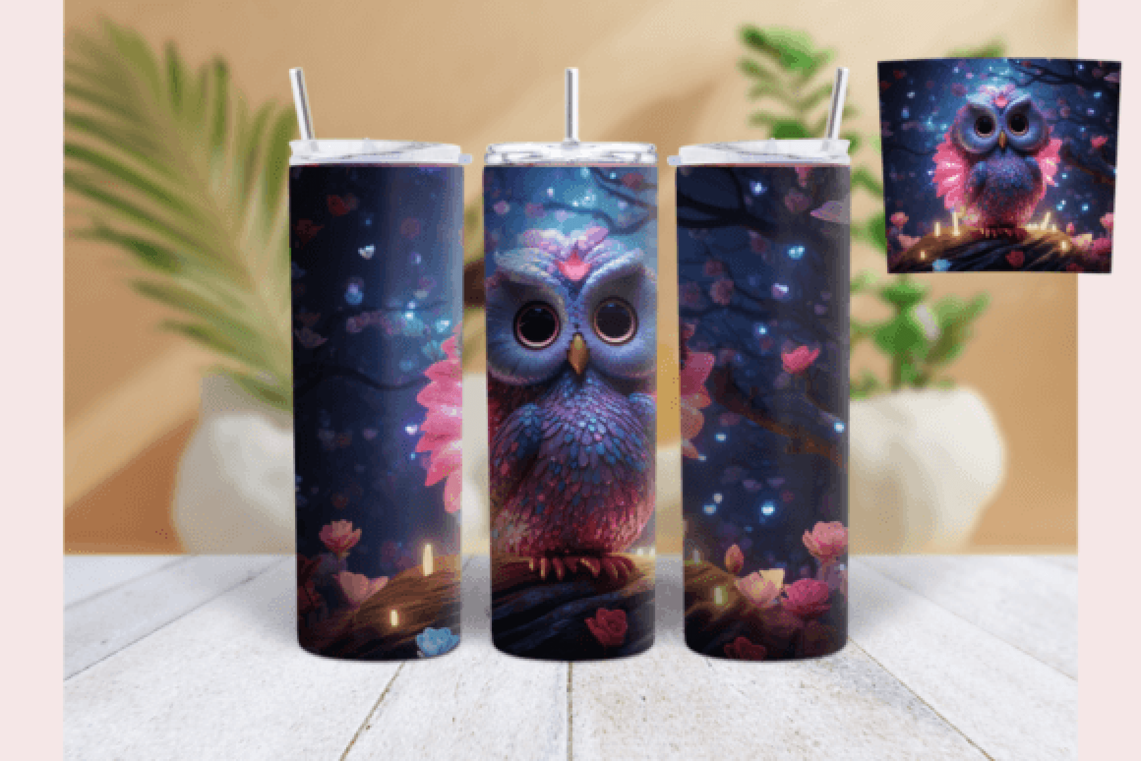 Vibrant Neon Owl Tumbler Wrap Bundle - CraftNest - Digital Crafting and Art