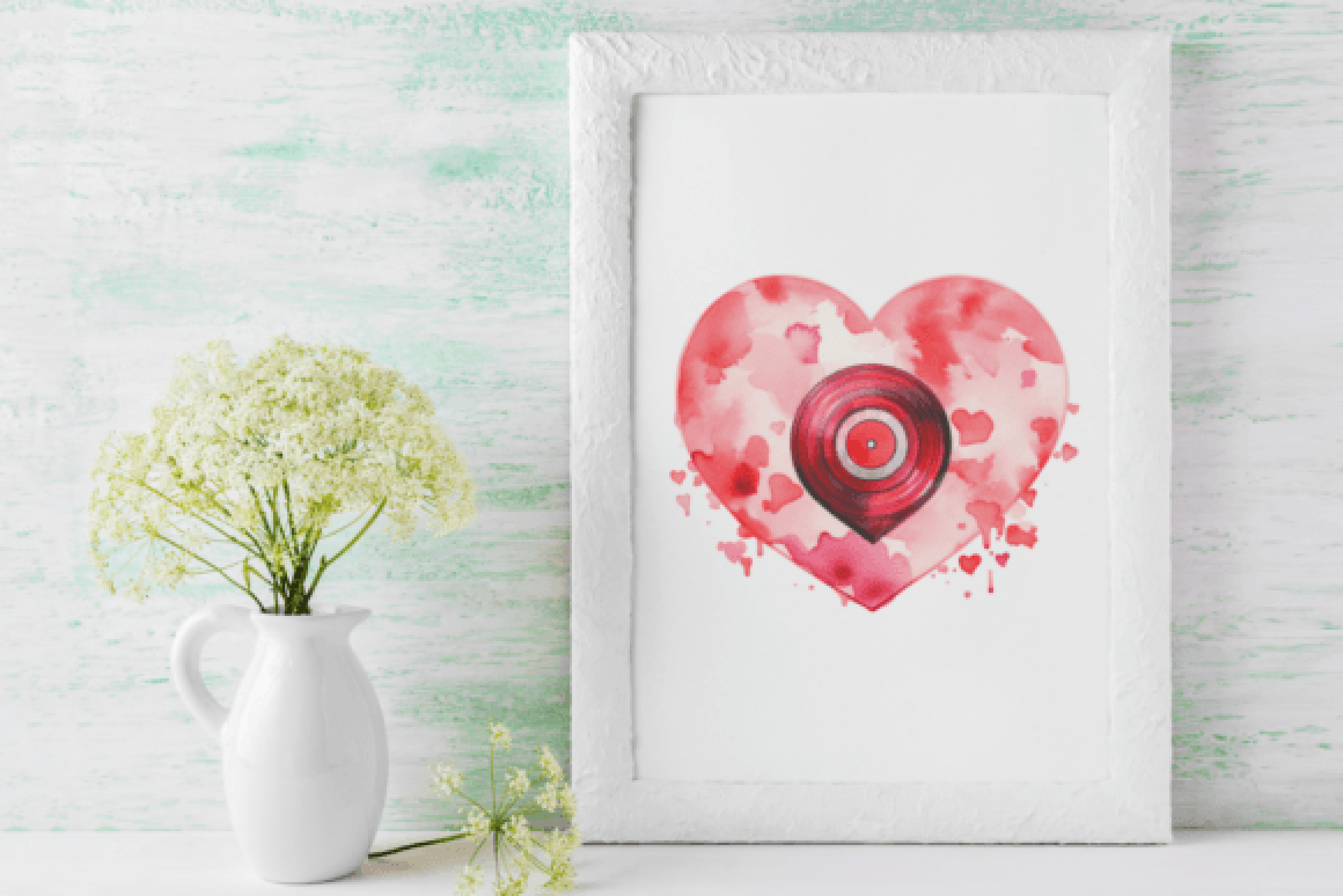 Vintage Valentines Record Player Clipart Bundle