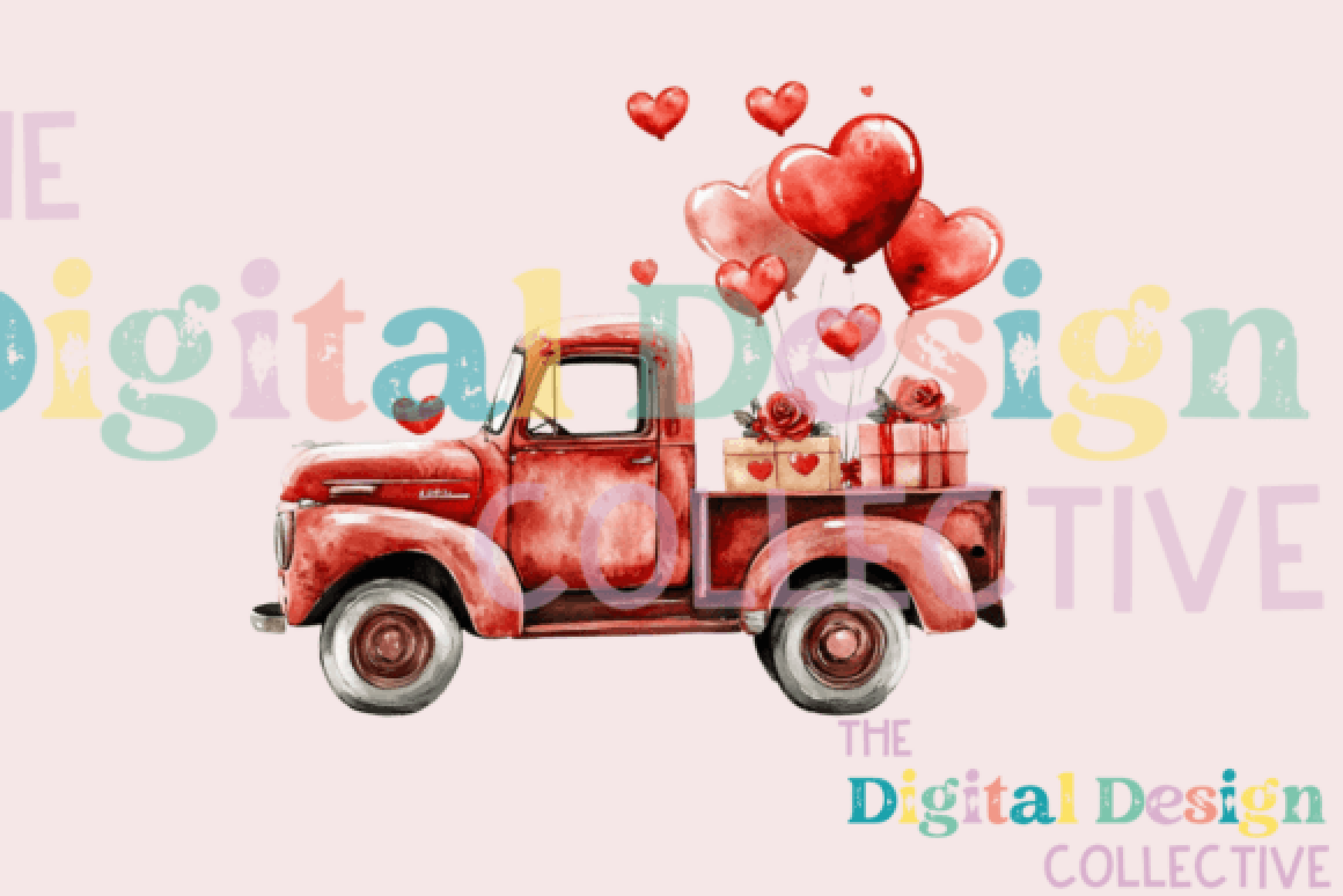 Vintage Valentine's Day Truck Clipart Bundle