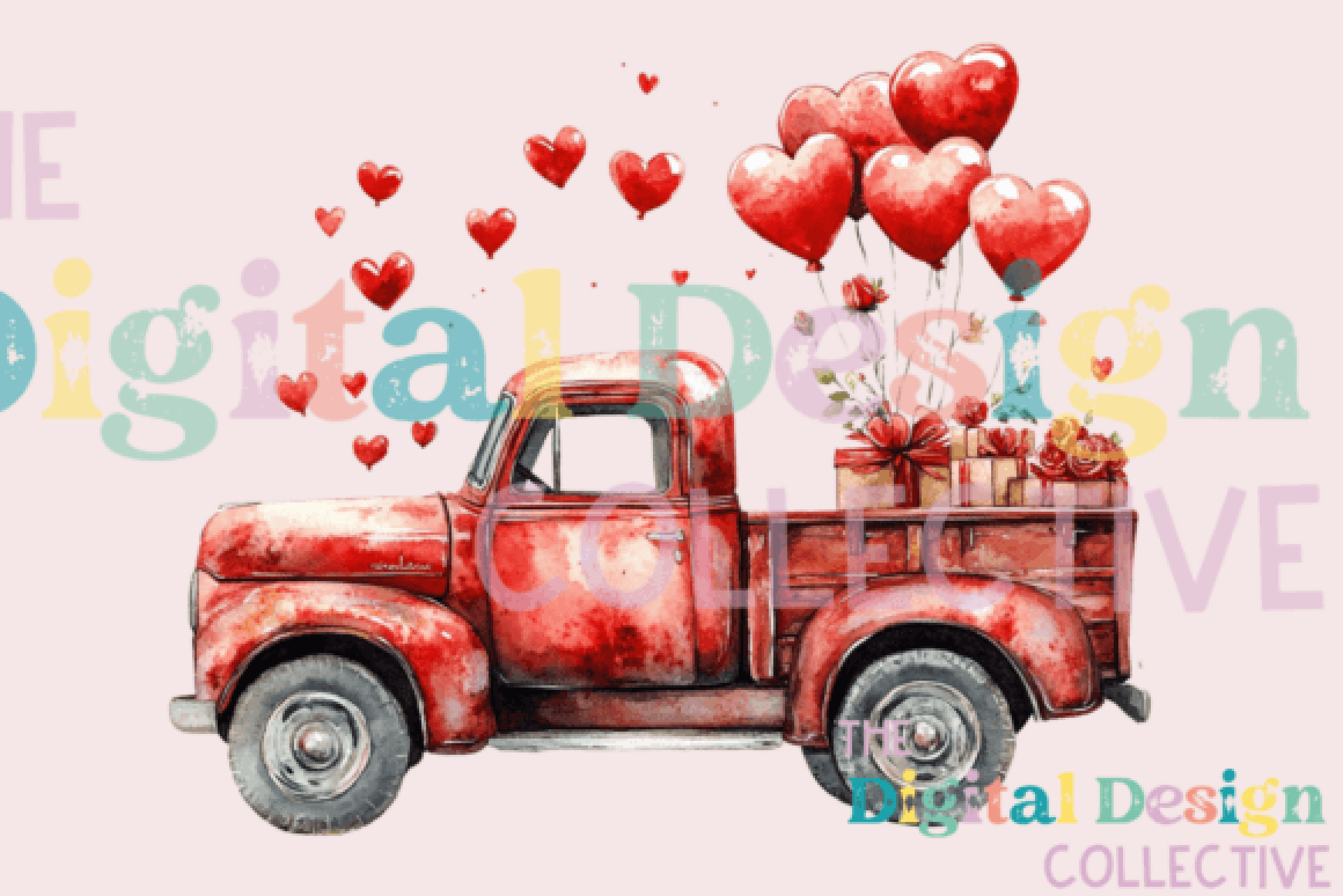 Vintage Valentine's Day Truck Clipart Bundle