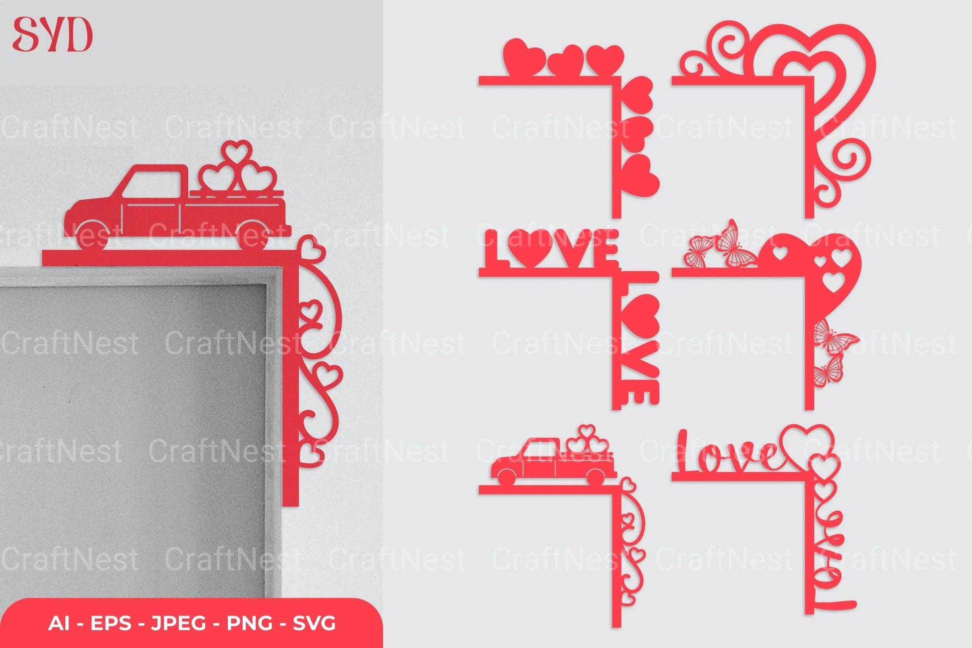 Valentine's Door Corner SVG Bundle - CraftNest - Digital Crafting and Art