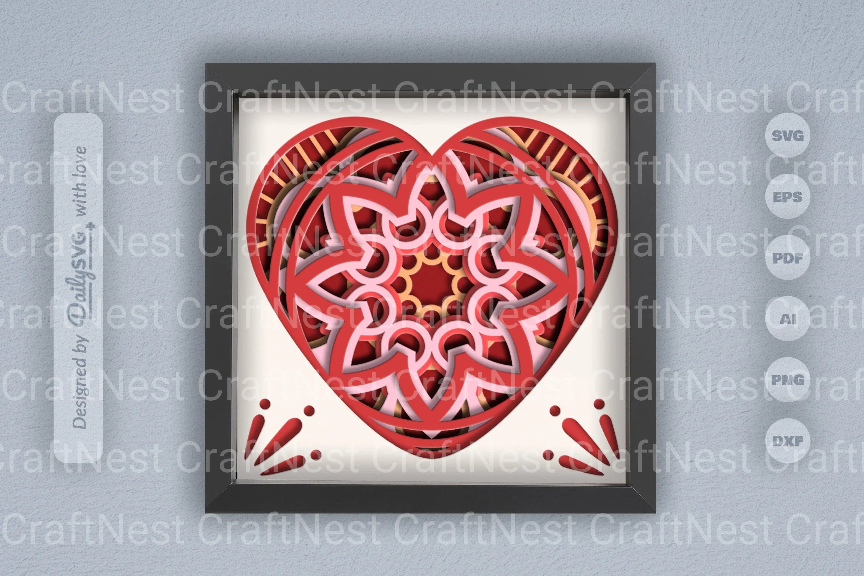 Valentine's Mandala Heart Papercut SVG Bundle