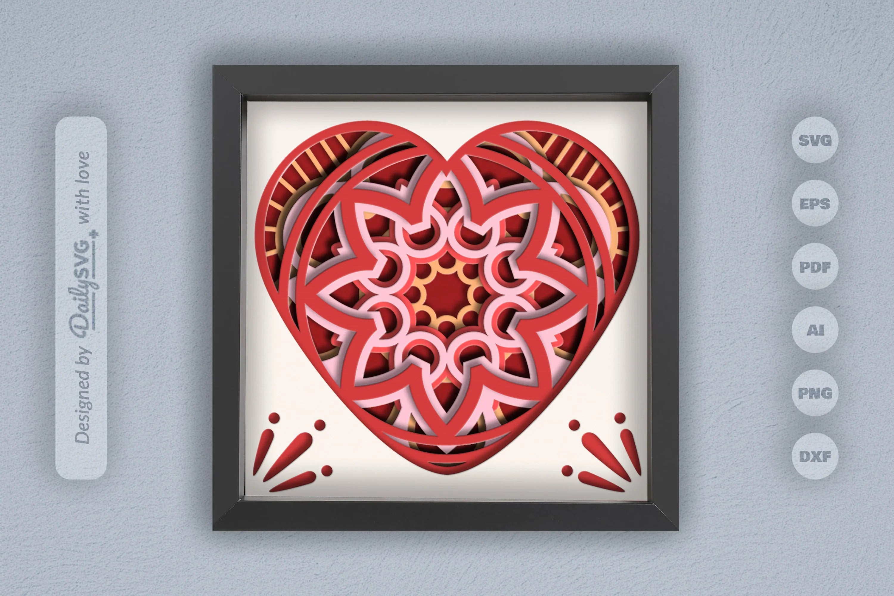Valentine's Mandala Heart Papercut SVG Bundle - CraftNest - Digital Crafting and Art