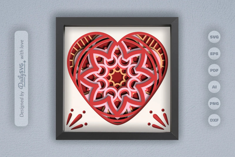 Valentine's Mandala Heart Papercut SVG Bundle - CraftNest - Digital Crafting and Art