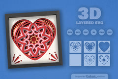 Valentine's Mandala Heart Papercut SVG Bundle - CraftNest - Digital Crafting and Art