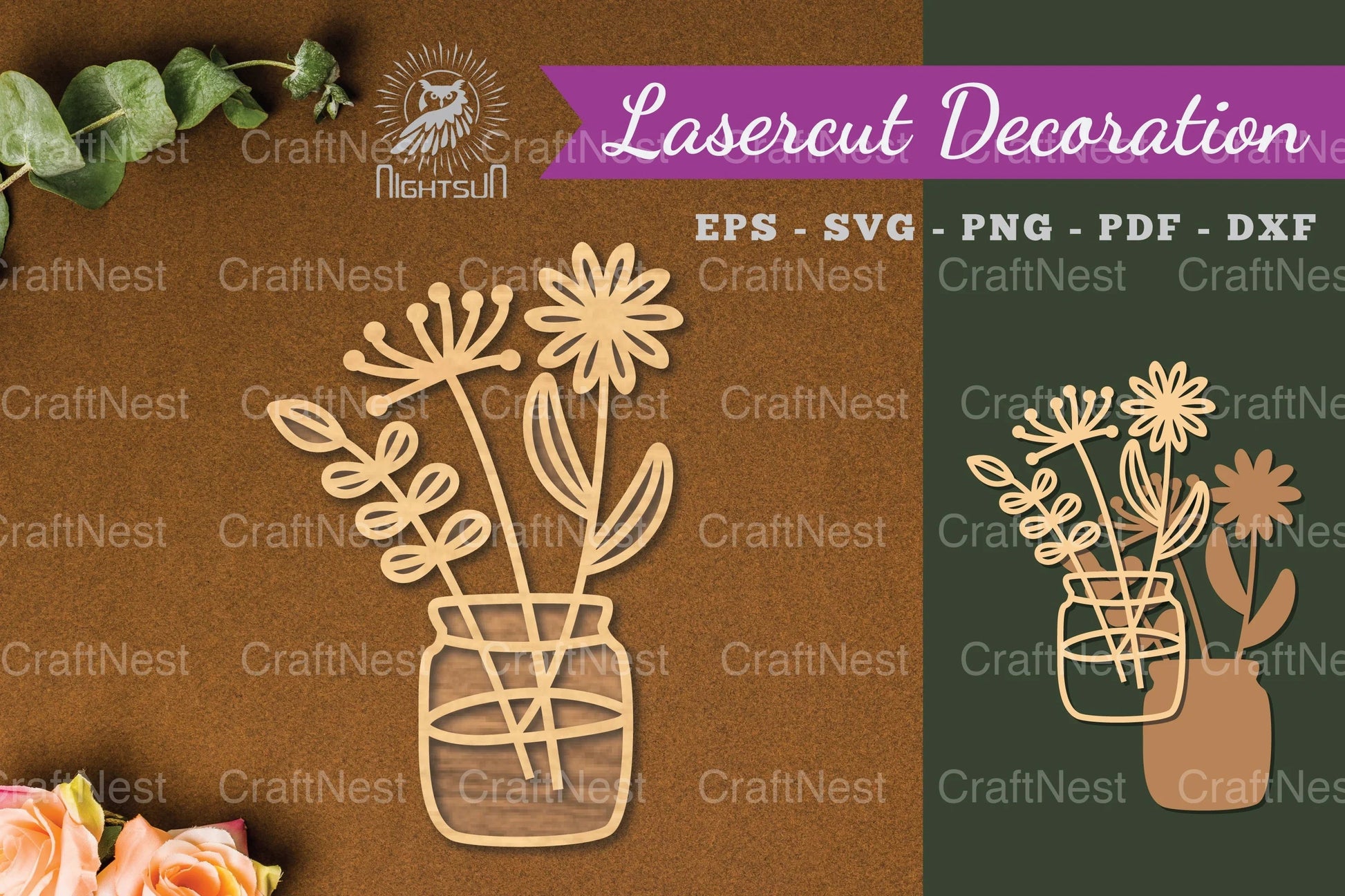 Vases with Flowers Laser Cut Decoration Clipart Bundle - CraftNest - Digital Crafting and Art