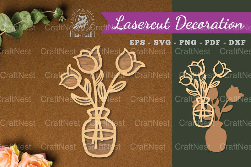 Vases with Flowers Laser Cut Decoration Clipart Bundle - CraftNest - Digital Crafting and Art