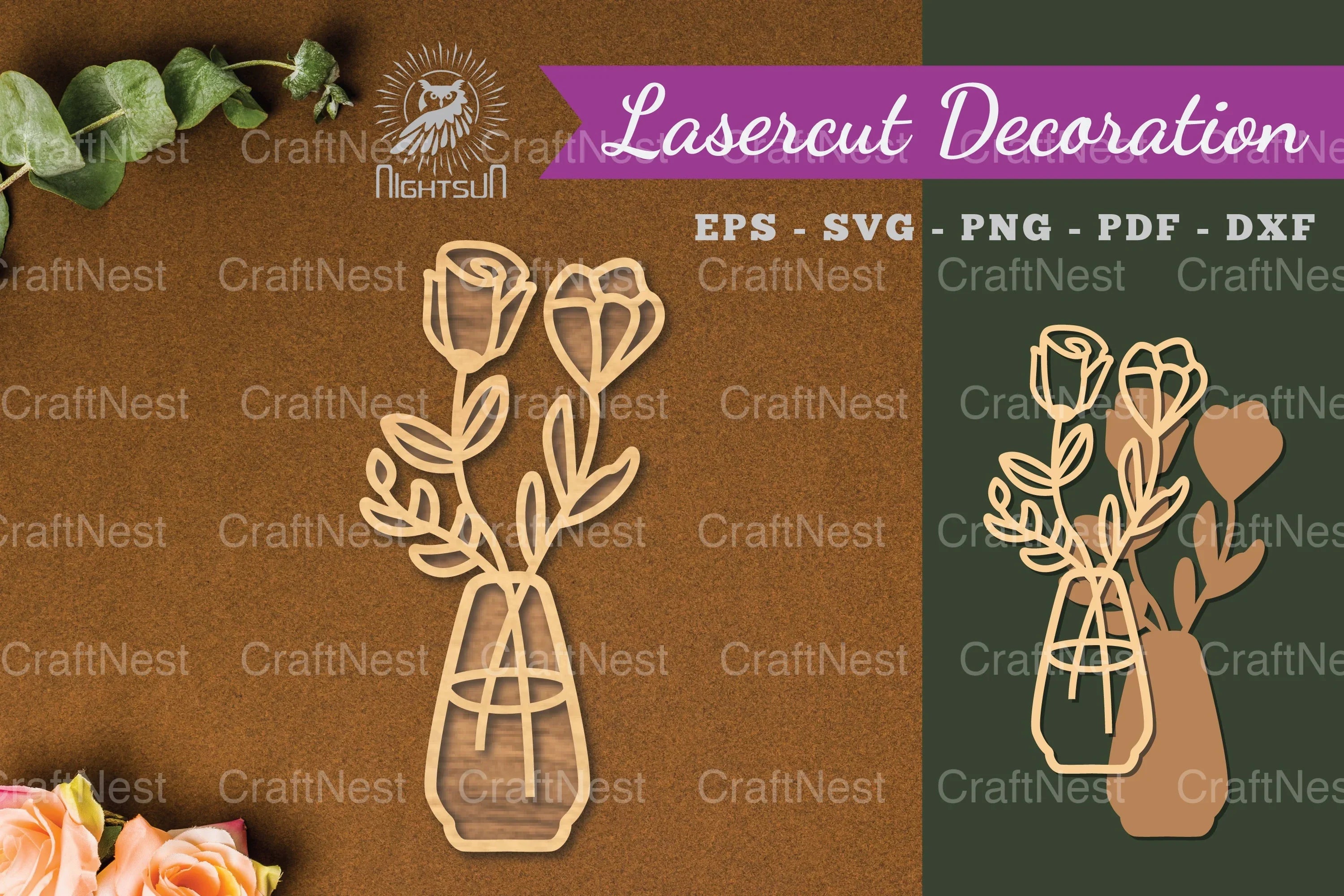 Vases with Flowers Laser Cut Decoration Clipart Bundle - CraftNest - Digital Crafting and Art