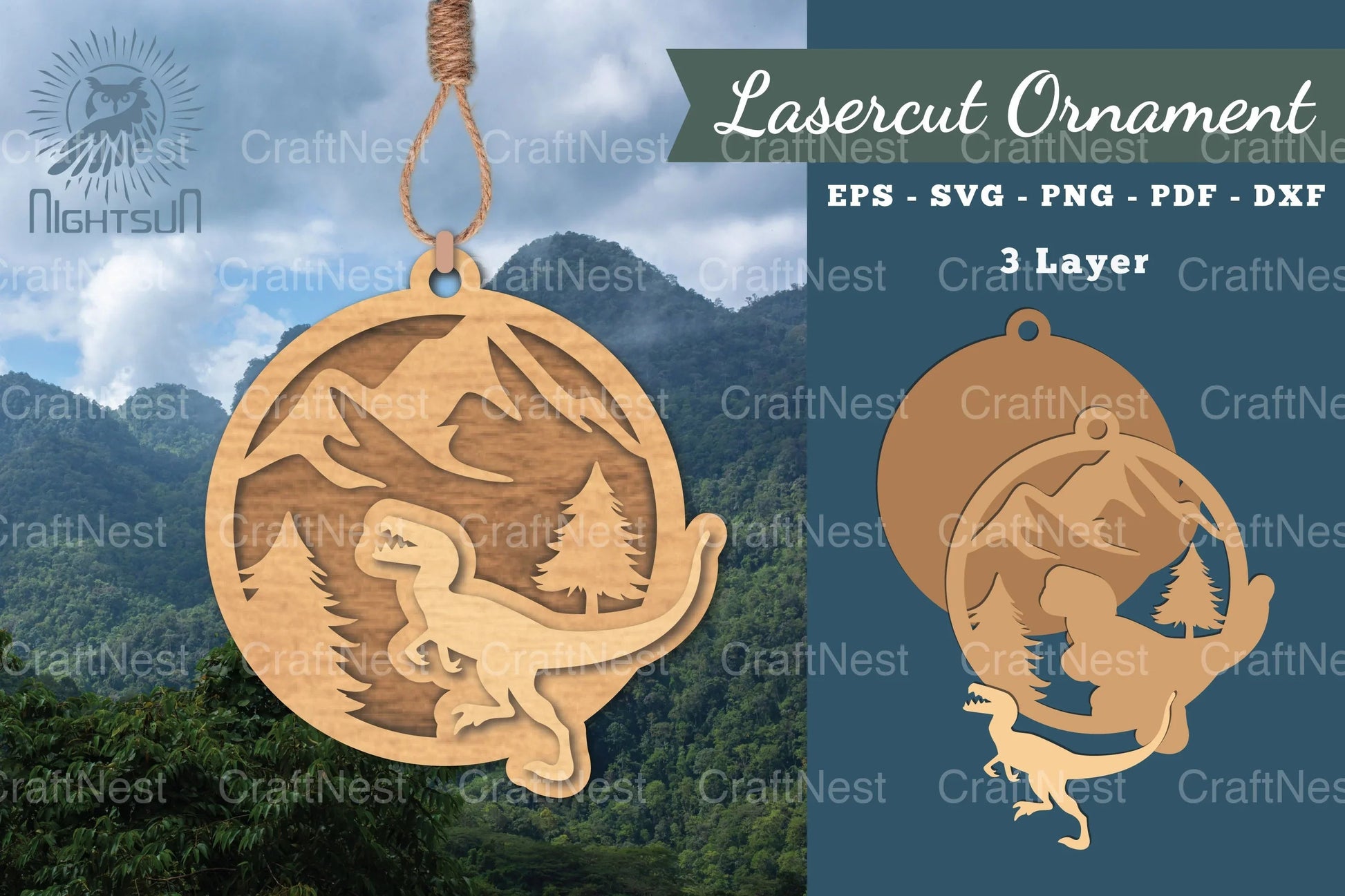 Velociraptor Laser Cut Ornament Clipart Bundle - CraftNest - Digital Crafting and Art