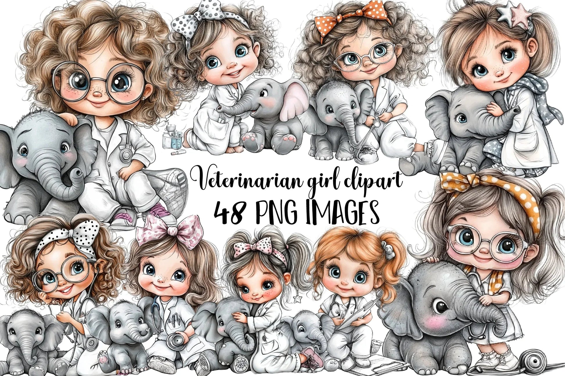 Veterinarian Girl Clipart Bundle - CraftNest - Digital Crafting and Art