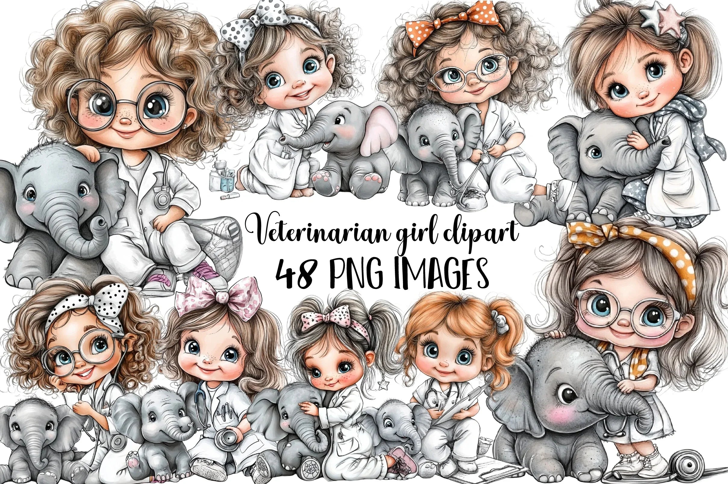Veterinarian Girl Clipart Bundle - CraftNest - Digital Crafting and Art