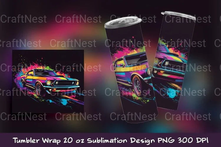Vibrant Car Tumbler Wrap - CraftNest - Digital Crafting and Art