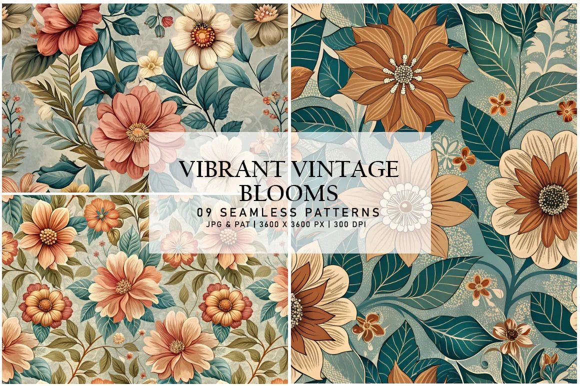 Vibrant Vintage Blooms - Floral