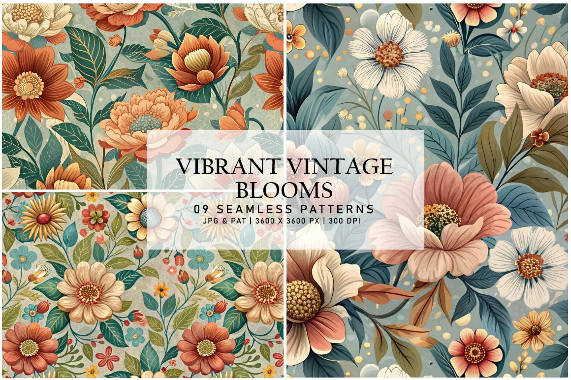 Vibrant Vintage Blooms - Floral