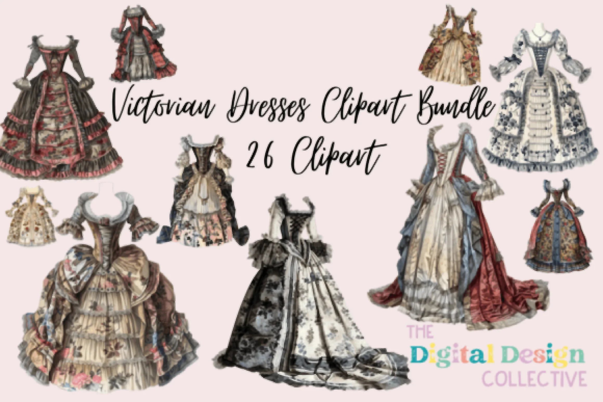 Vintage Victorian Dress Clipart Bundle - CraftNest - Digital Crafting and Art