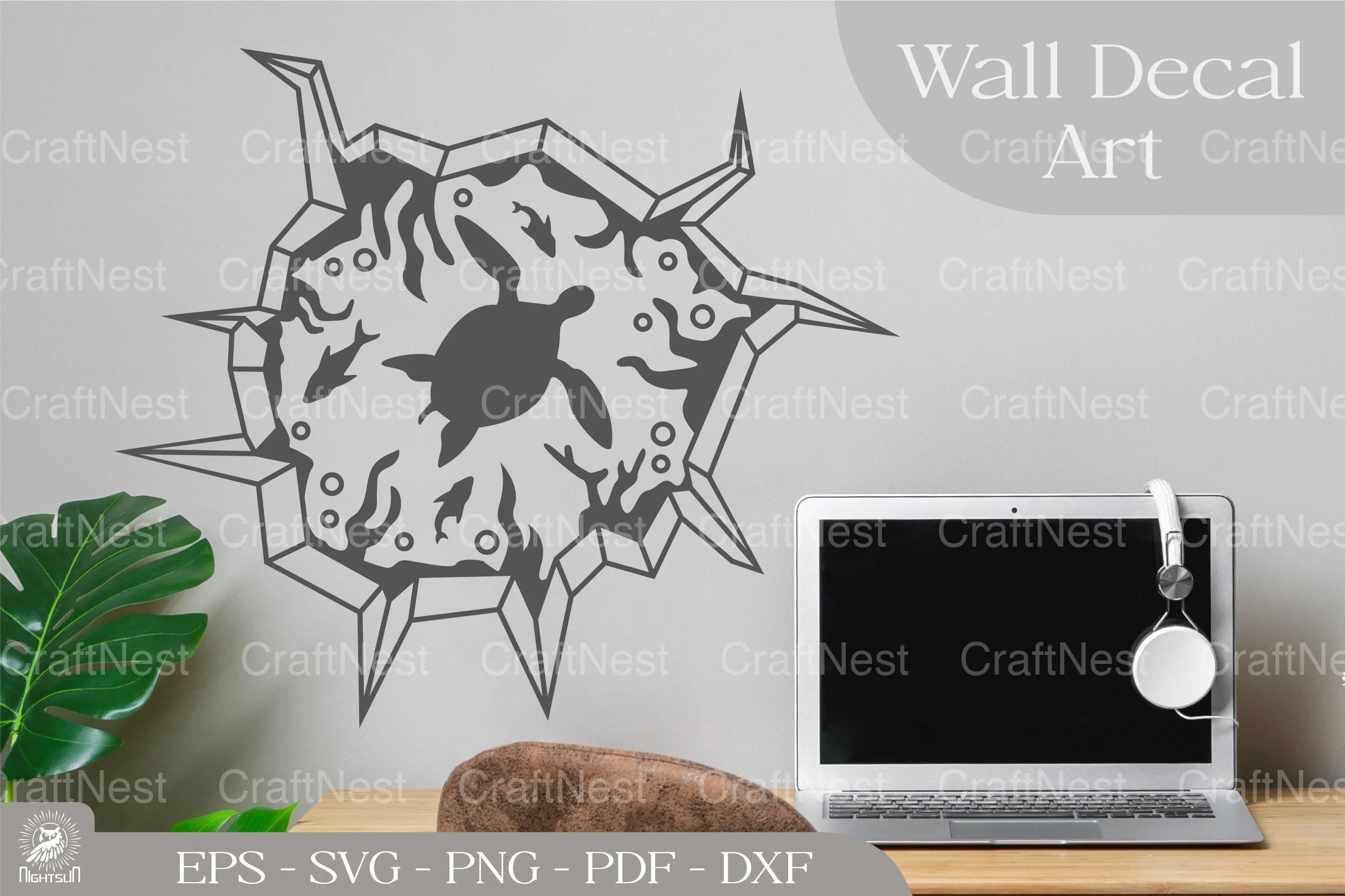Deep Sea Turtle on Crack Sticker Design - CraftNest - Digital Crafting and Art