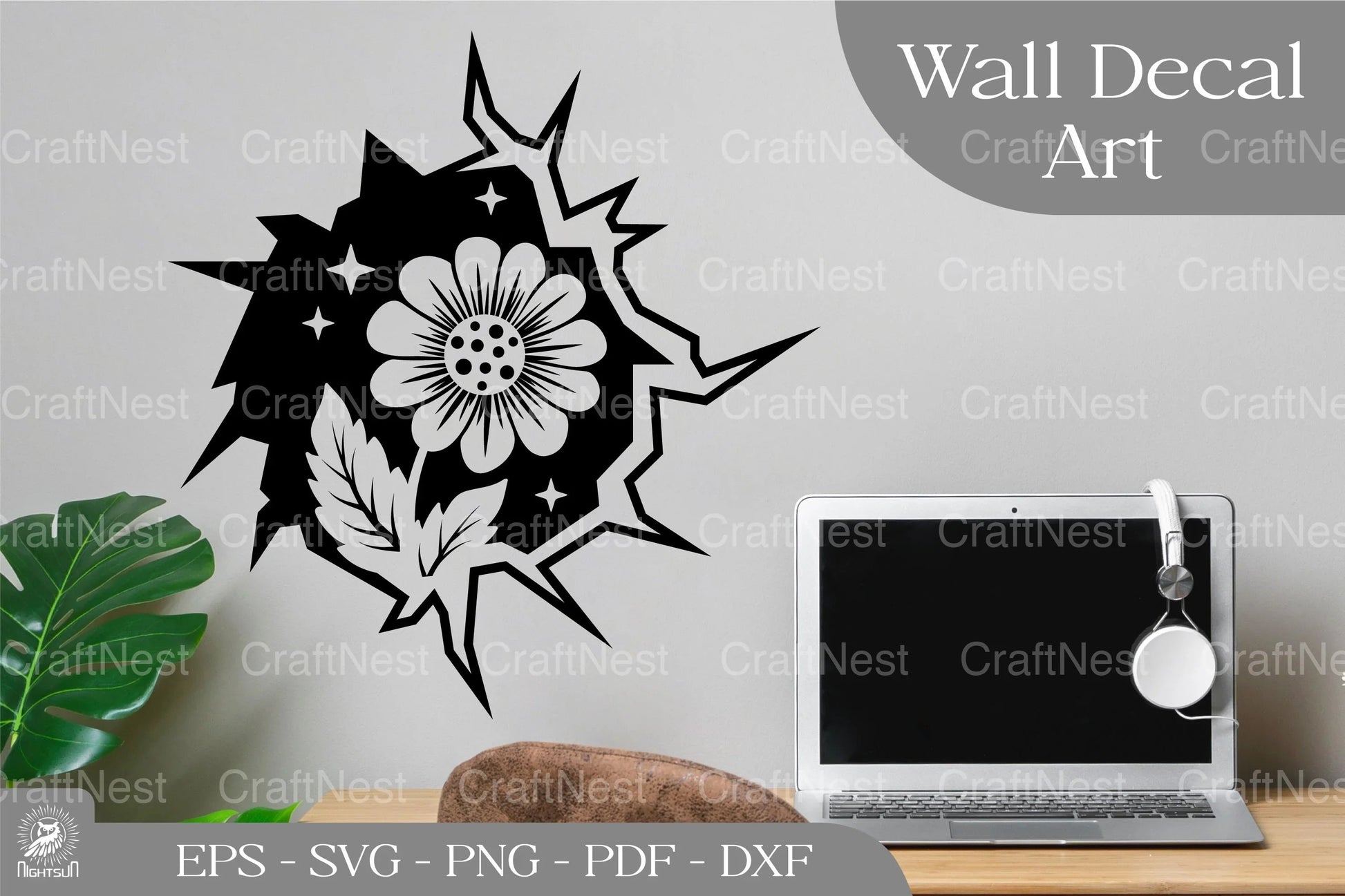 Flowers on Cracks Sticker Design Bundle - CraftNest - Digital Crafting and Art