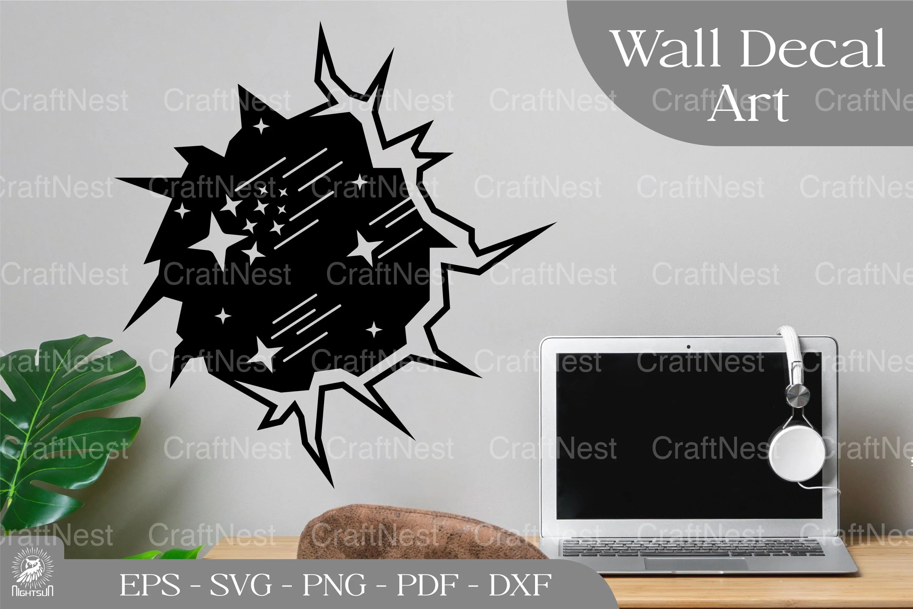 Star on Cracks Sticker Design Bundle - CraftNest - Digital Crafting and Art