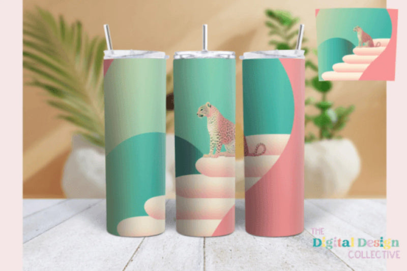 Midcentury Blue Leopard Tumbler Wrap Bundle - CraftNest - Digital Crafting and Art