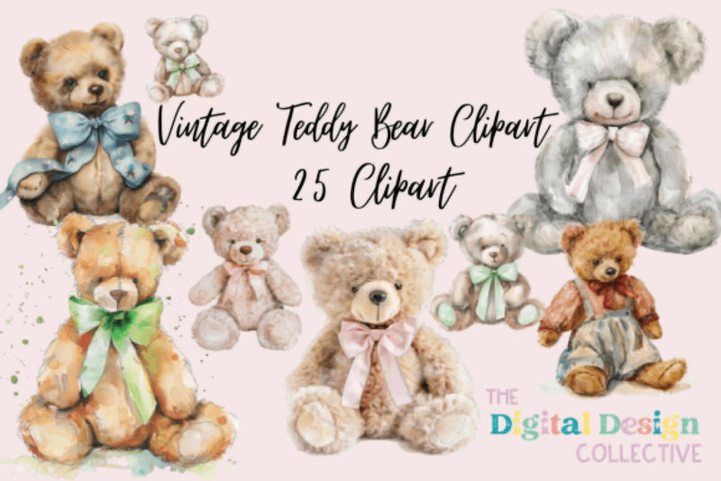 Vintage Teddy Bear Clipart Bundle - CraftNest - Digital Crafting and Art