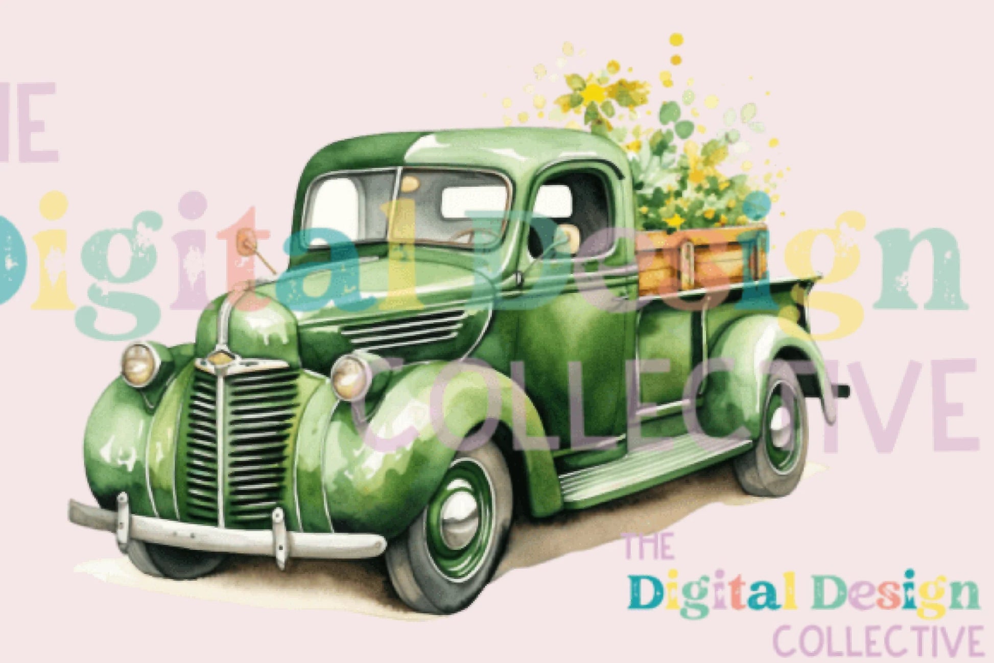 Vintage Green Truck Clipart Bundle 1977 - CraftNest - Digital Crafting and Art
