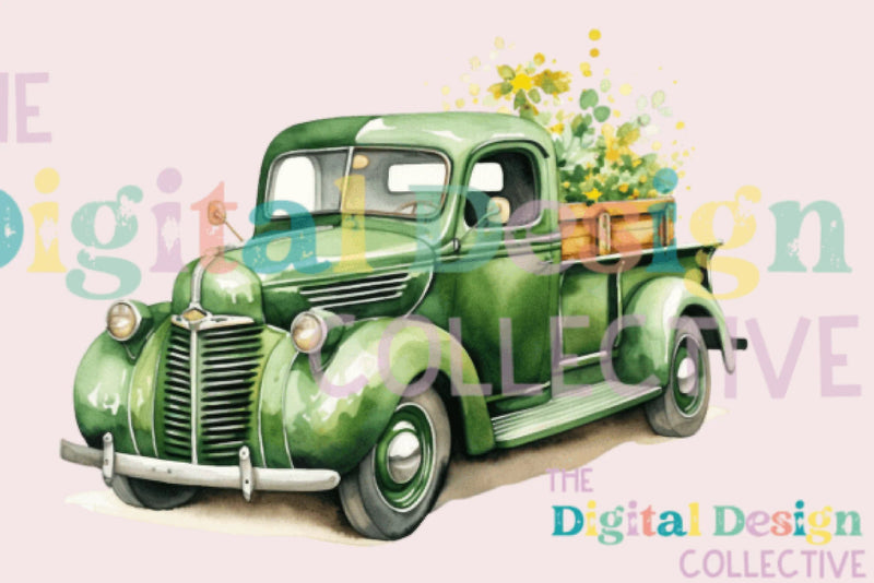 Vintage Green Truck Clipart Bundle 1977 - CraftNest - Digital Crafting and Art