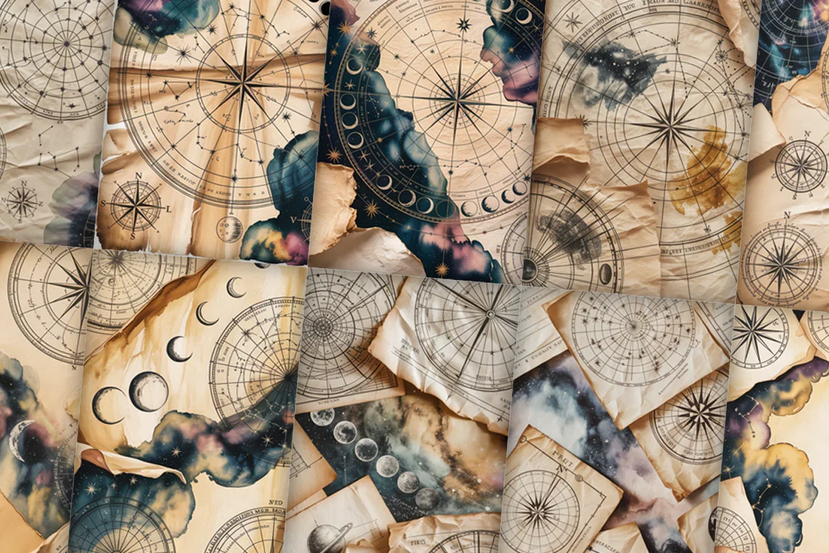 Vintage Astrology Junk Journal Papers - CraftNest - Digital Crafting and Art