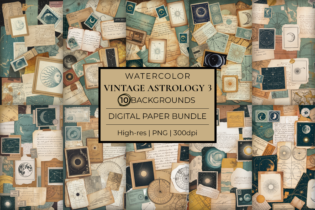 Vintage Astrology 3 Junk Journal Papers