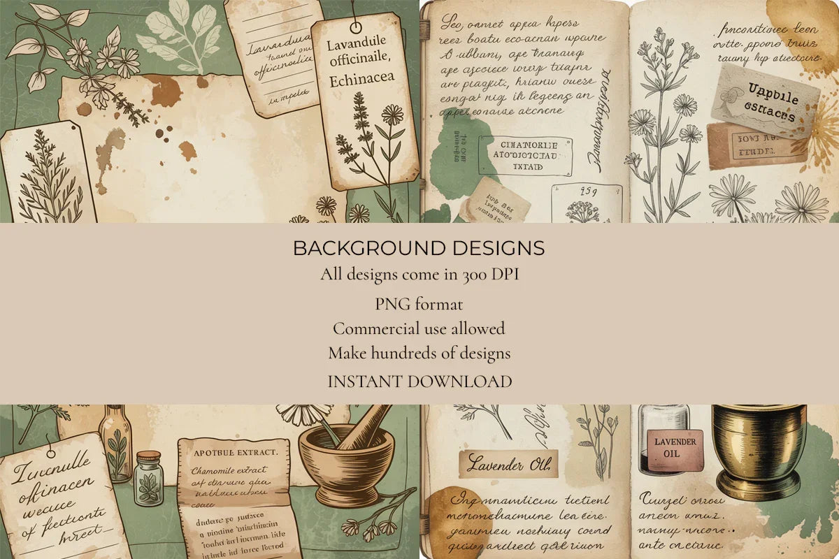 Vintage Botanical Junk Journal Papers - CraftNest - Digital Crafting and Art