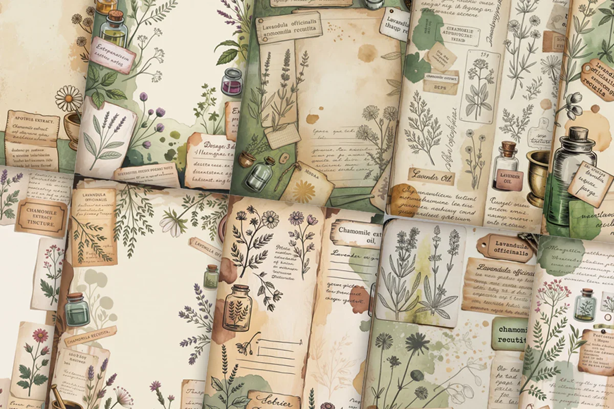 Vintage Botanical Junk Journal Papers - CraftNest - Digital Crafting and Art