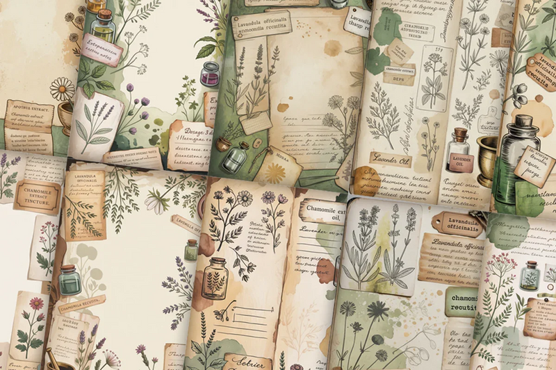 Vintage Botanical Junk Journal Papers - CraftNest - Digital Crafting and Art
