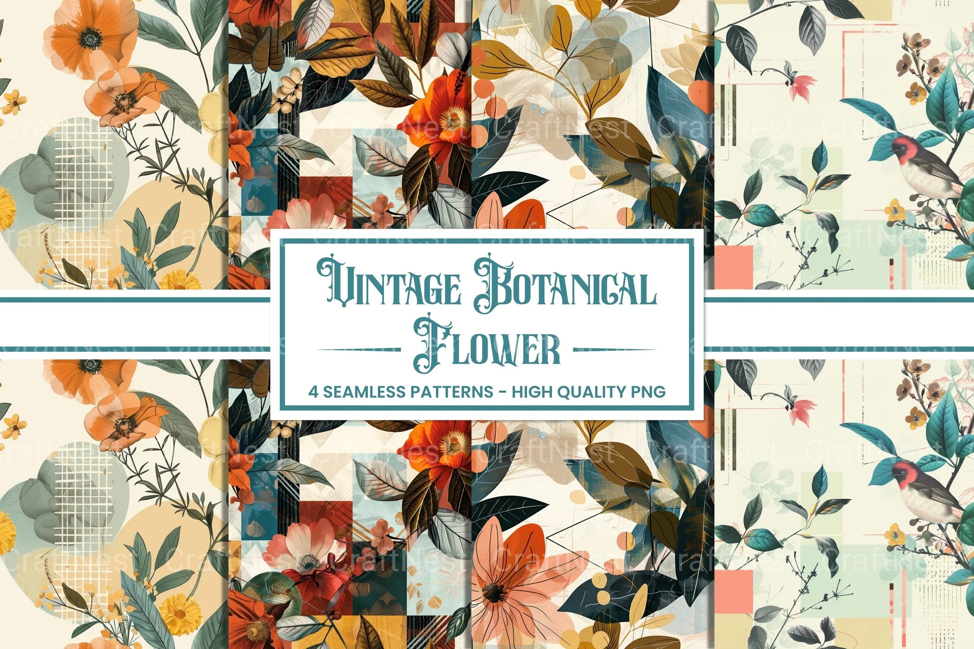 Vintage Botanical Flower Clipart Bundle - CraftNest - Digital Crafting and Art
