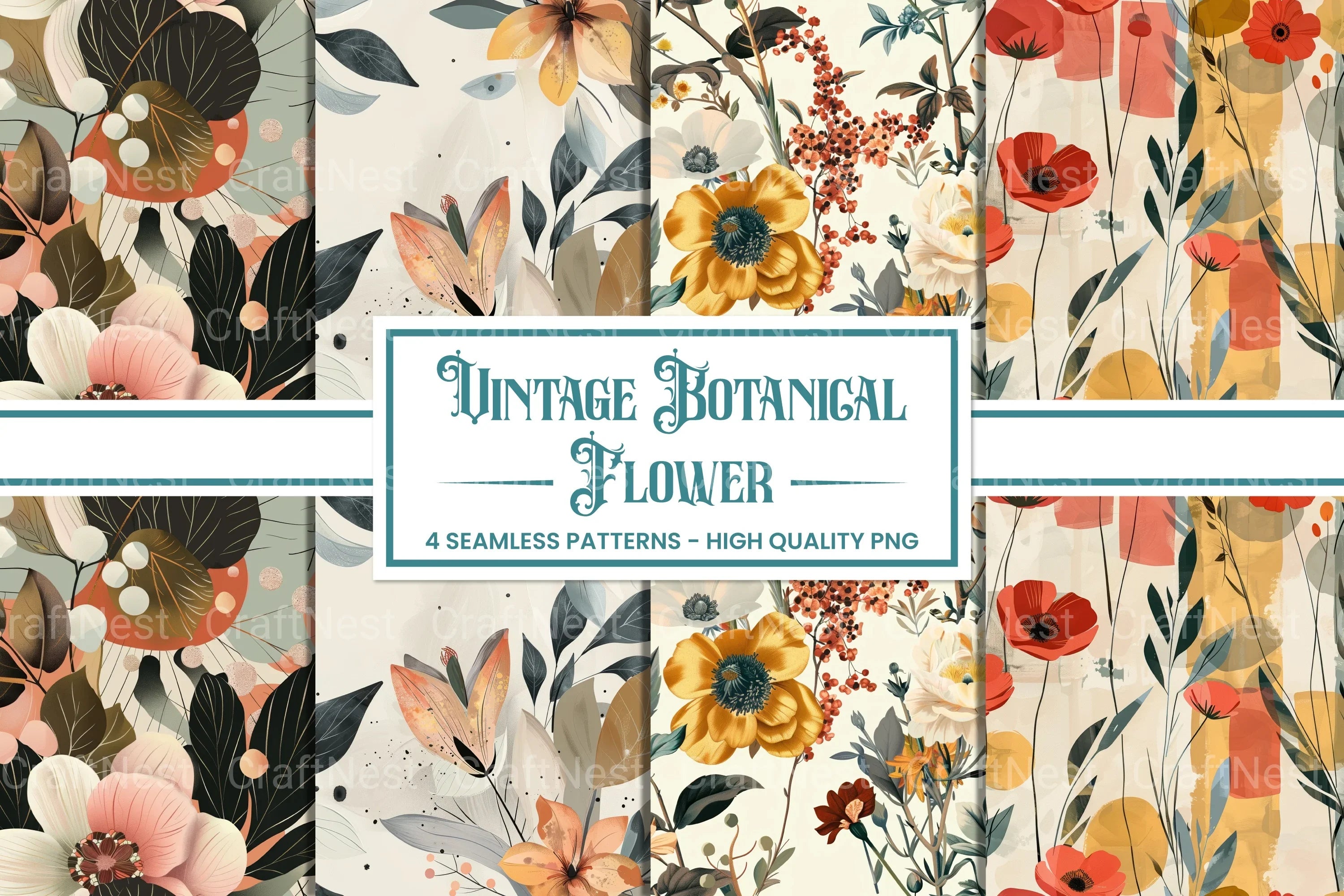 Vintage Botanical Flower Clipart Bundle - CraftNest - Digital Crafting and Art