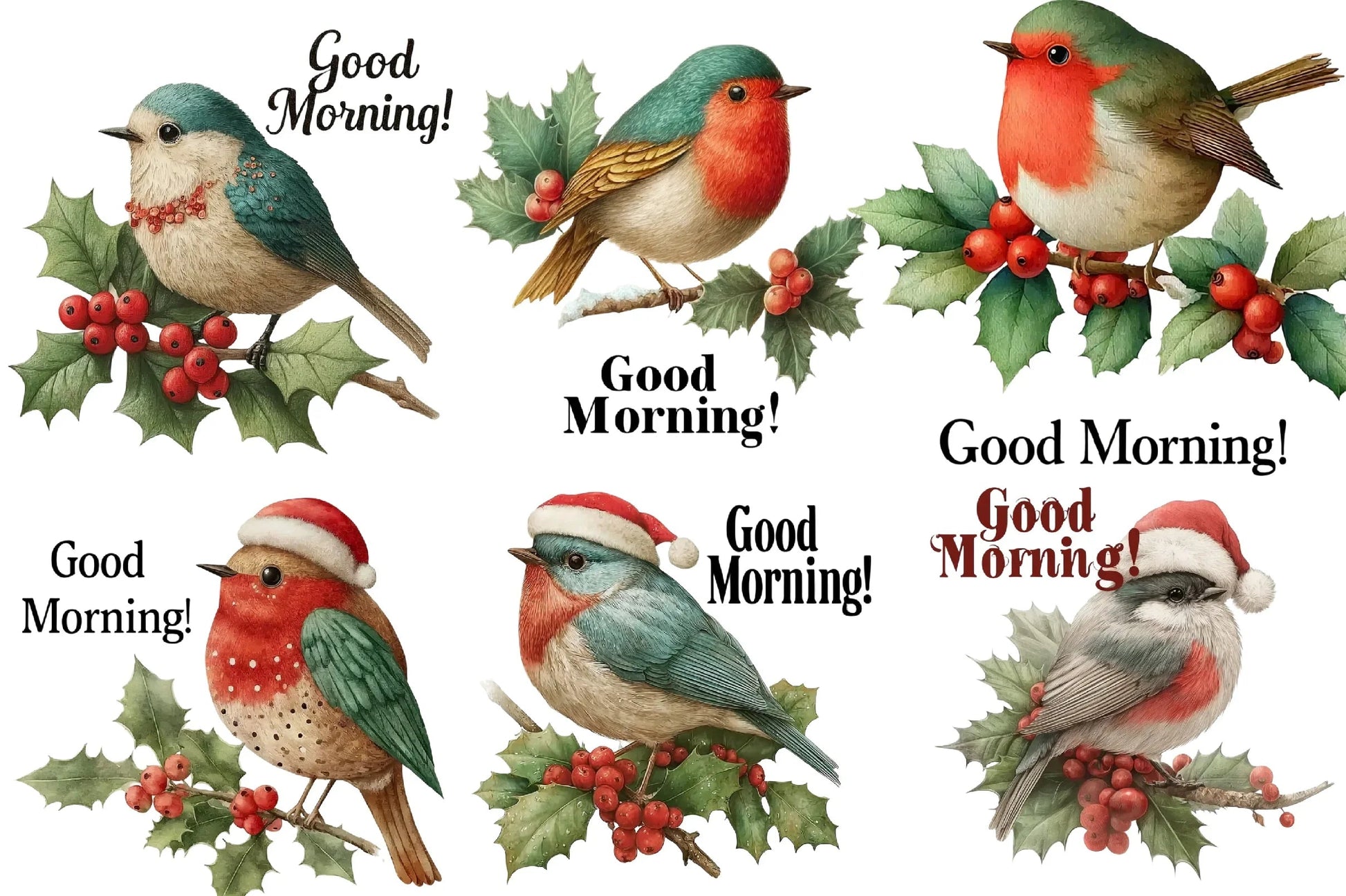 Vintage Christmas Bird Clipart Bundle - CraftNest - Digital Crafting and Art