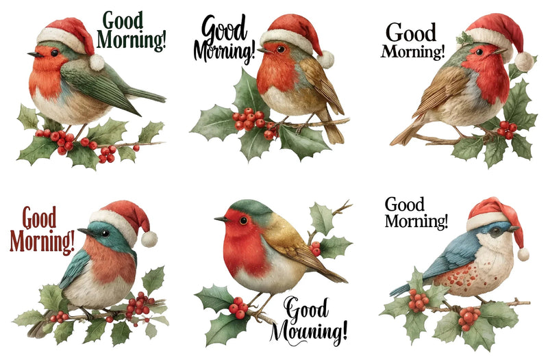 Vintage Christmas Bird Clipart Bundle - CraftNest - Digital Crafting and Art