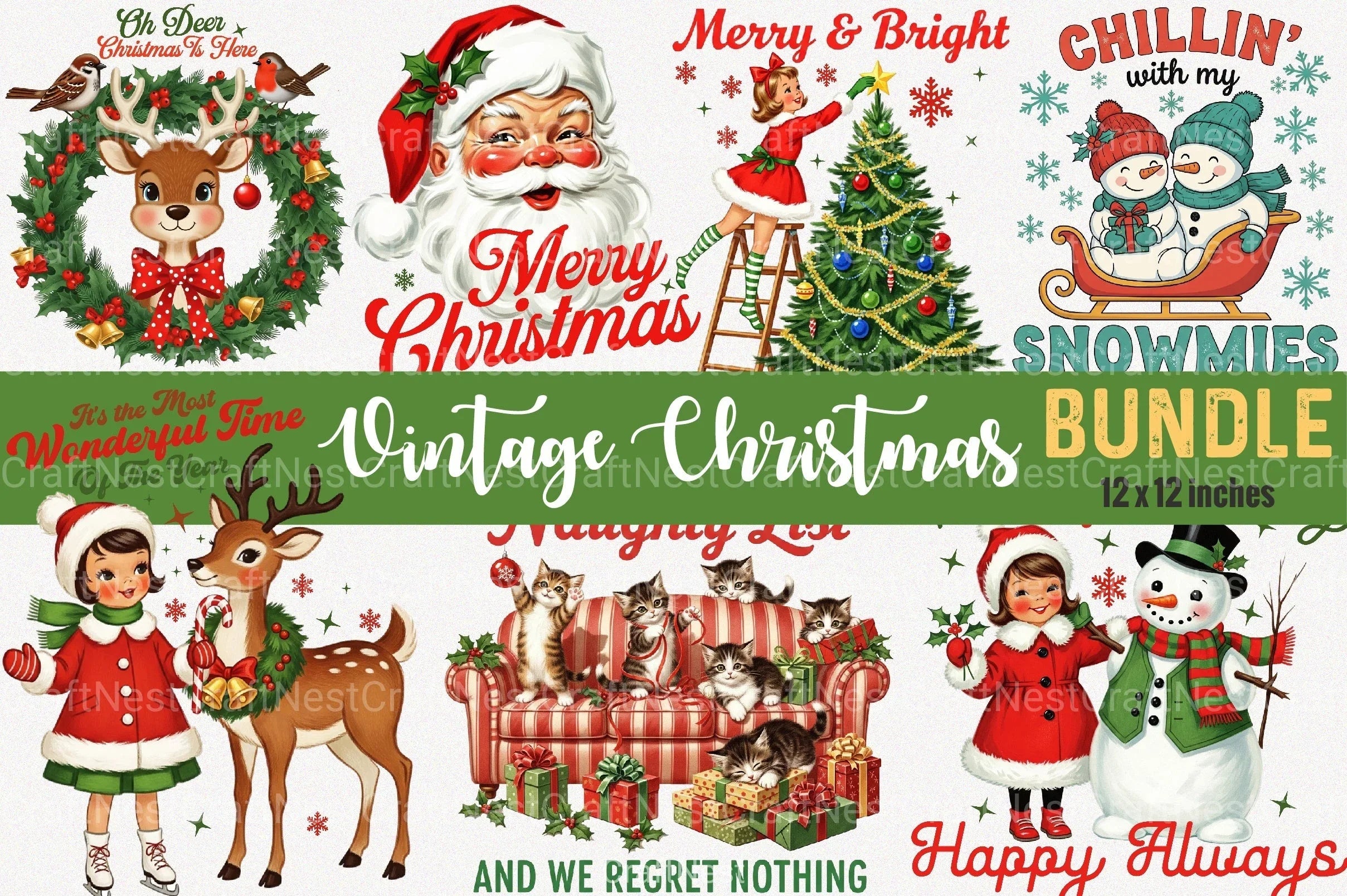 Vintage Christmas Clipart Bundle 99 - CraftNest - Digital Crafting and Art