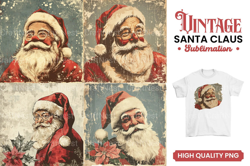 Vintage Christmas Santa Claus Clipart Bundle - CraftNest - Digital Crafting and Art