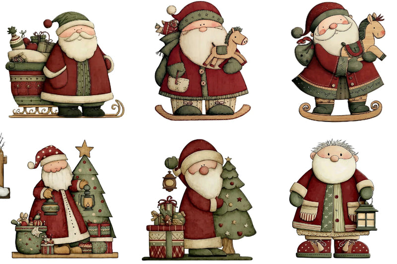 Vintage Christmas Santa Clipart Bundle - CraftNest - Digital Crafting and Art