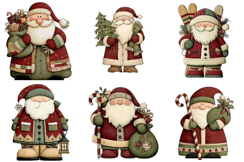 Vintage Christmas Santa Clipart Bundle - CraftNest - Digital Crafting and Art