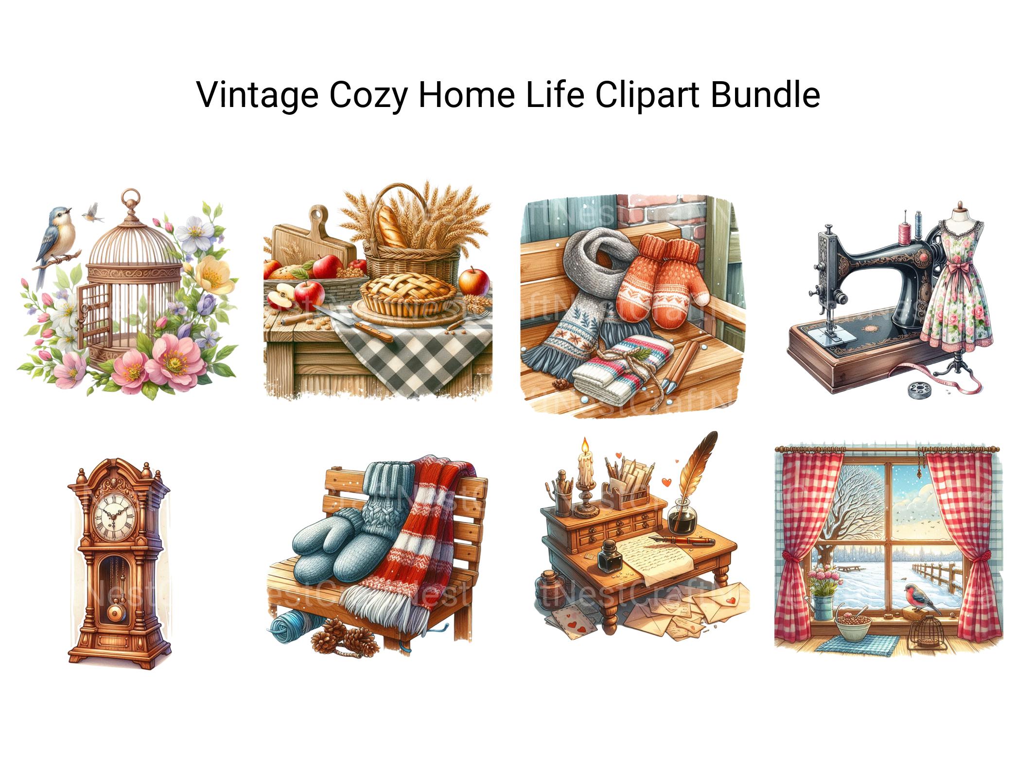 Vintage Cozy Home Life Clipart Bundle - CraftNest - Digital Crafting and Art