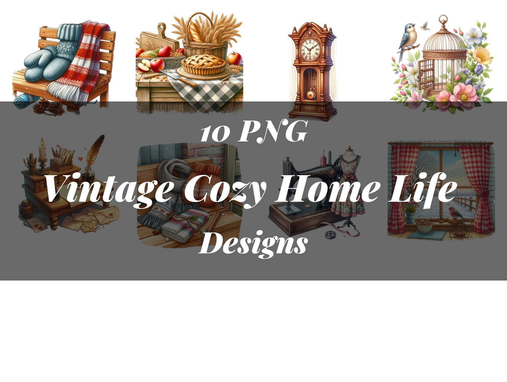 Vintage Cozy Home Life Clipart Bundle - CraftNest - Digital Crafting and Art