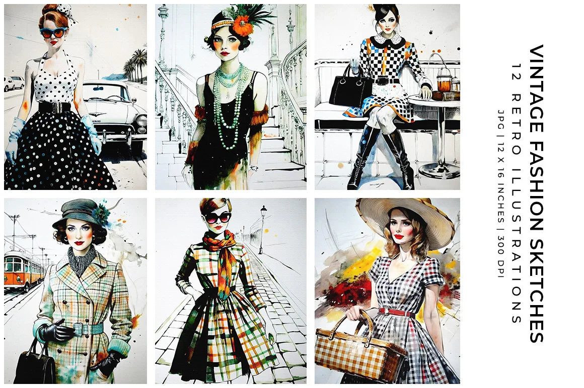 Vintage Fashion Sketches - Women - CraftNest - Digital Crafting and Art