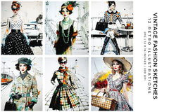 Vintage Fashion Sketches - Women - CraftNest - Digital Crafting and Art