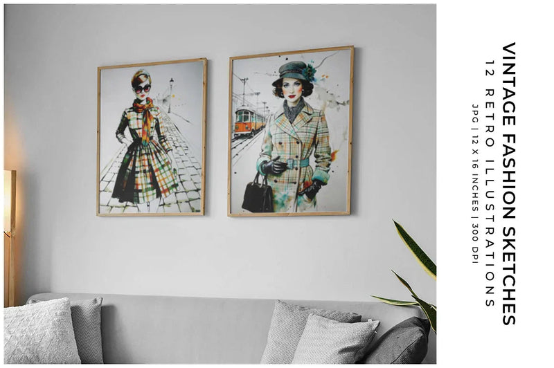 Vintage Fashion Sketches - Women - CraftNest - Digital Crafting and Art
