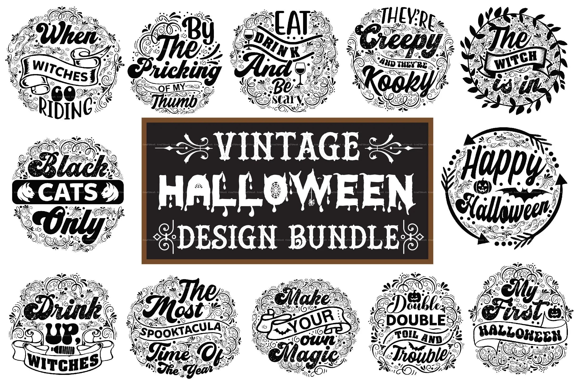 Vintage Halloween Design SVG Bundle