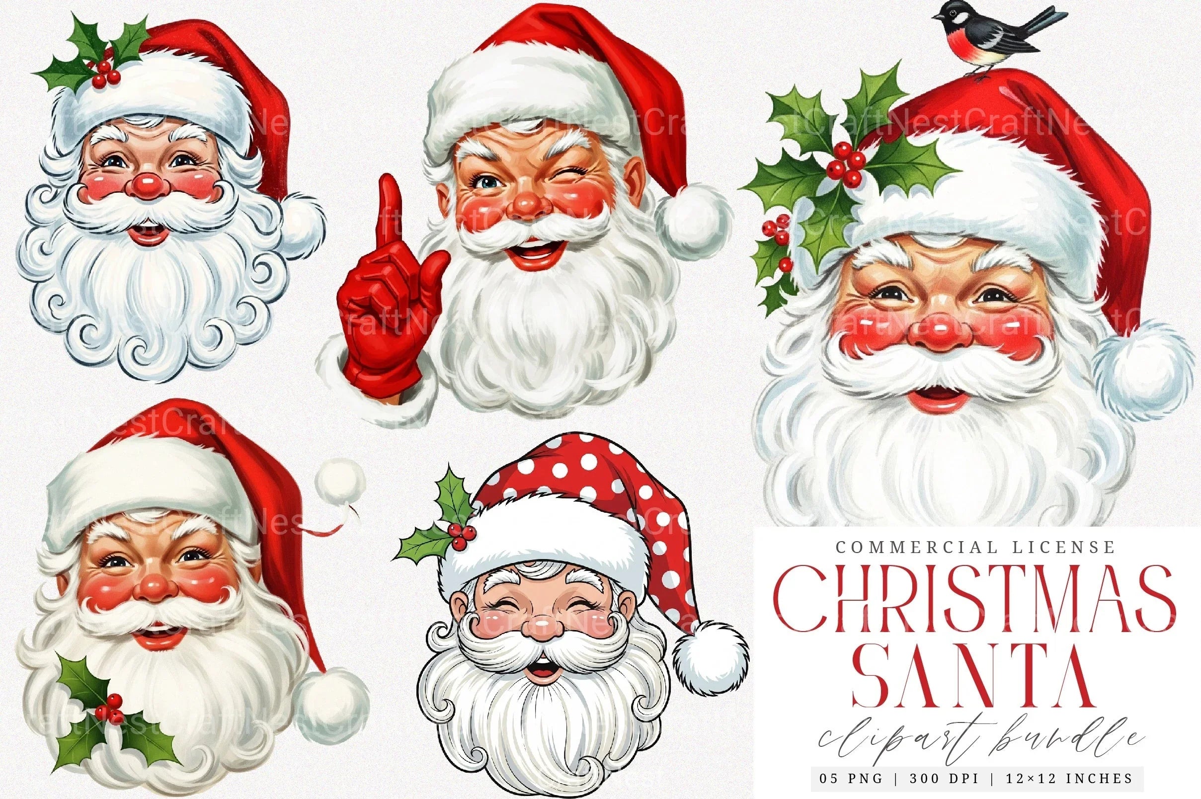 Vintage Santa Clipart Bundle 3 - CraftNest - Digital Crafting and Art