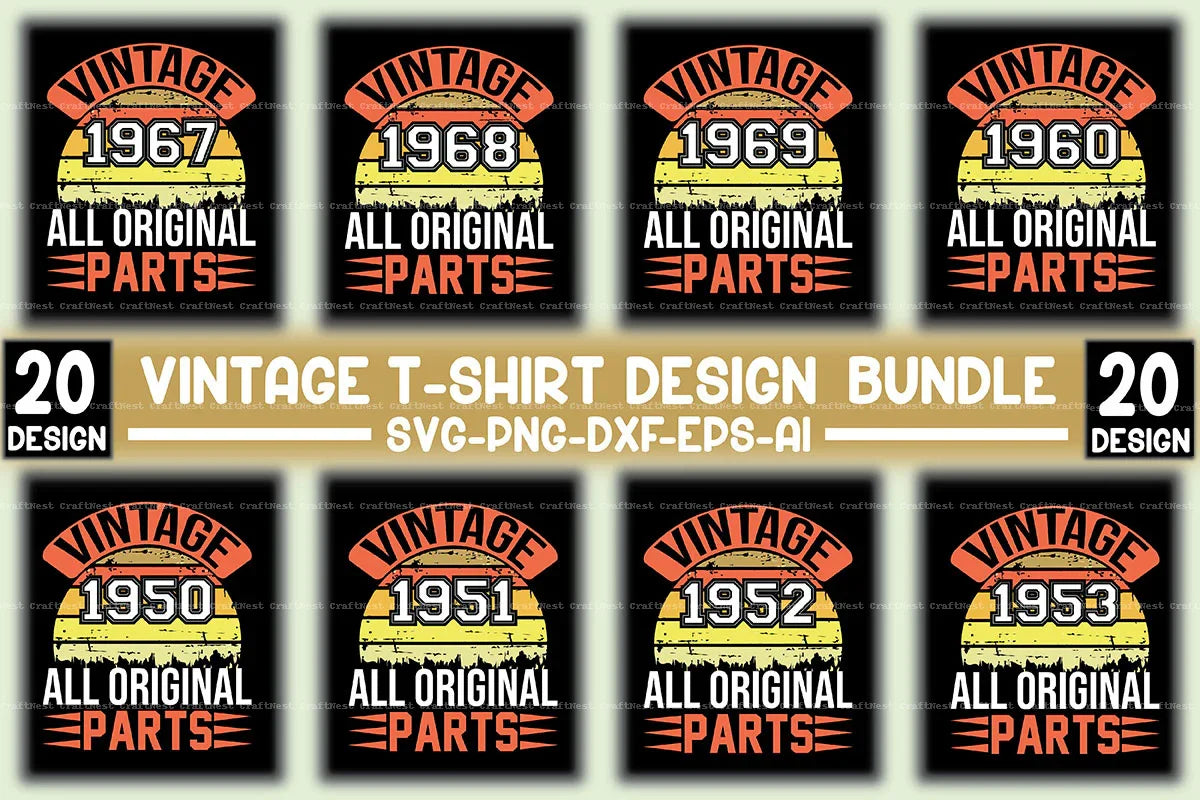 Vintage T-Shirt Design SVG Bundle 2 - CraftNest - Digital Crafting and Art