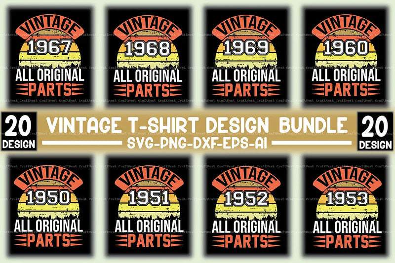 Vintage T-Shirt Design SVG Bundle 2 - CraftNest - Digital Crafting and Art